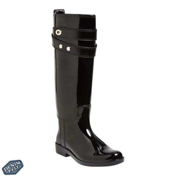 COACH Women’s ‘Talia' Black Waterproof Tall Designer Rain/Snow Boots | NEW!! - Picture 4 of 16
